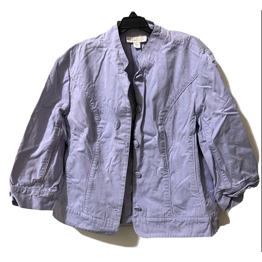 Coldwater creek Women’s Violet Mandarin collar 3/4 Sleeve Button up Jacket Sz 12